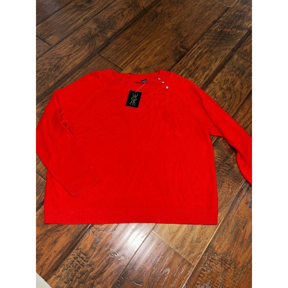 CRYSTAL KOBE Womens Size 2X Red Jewel Sweater Christmas Holiday